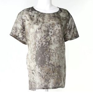 XL 100% silk Eileen Fisher top grey/tan